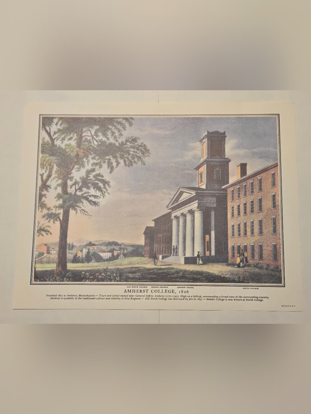 Amherst College, 1826 Art Print High Quality Printed in USA BUY 1 GET 1